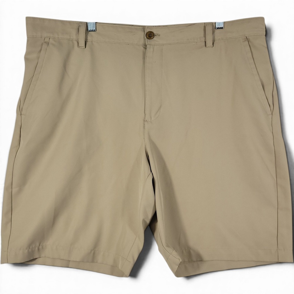 IZOD Golf Shorts Mens 40 Tan Flat Front Performance